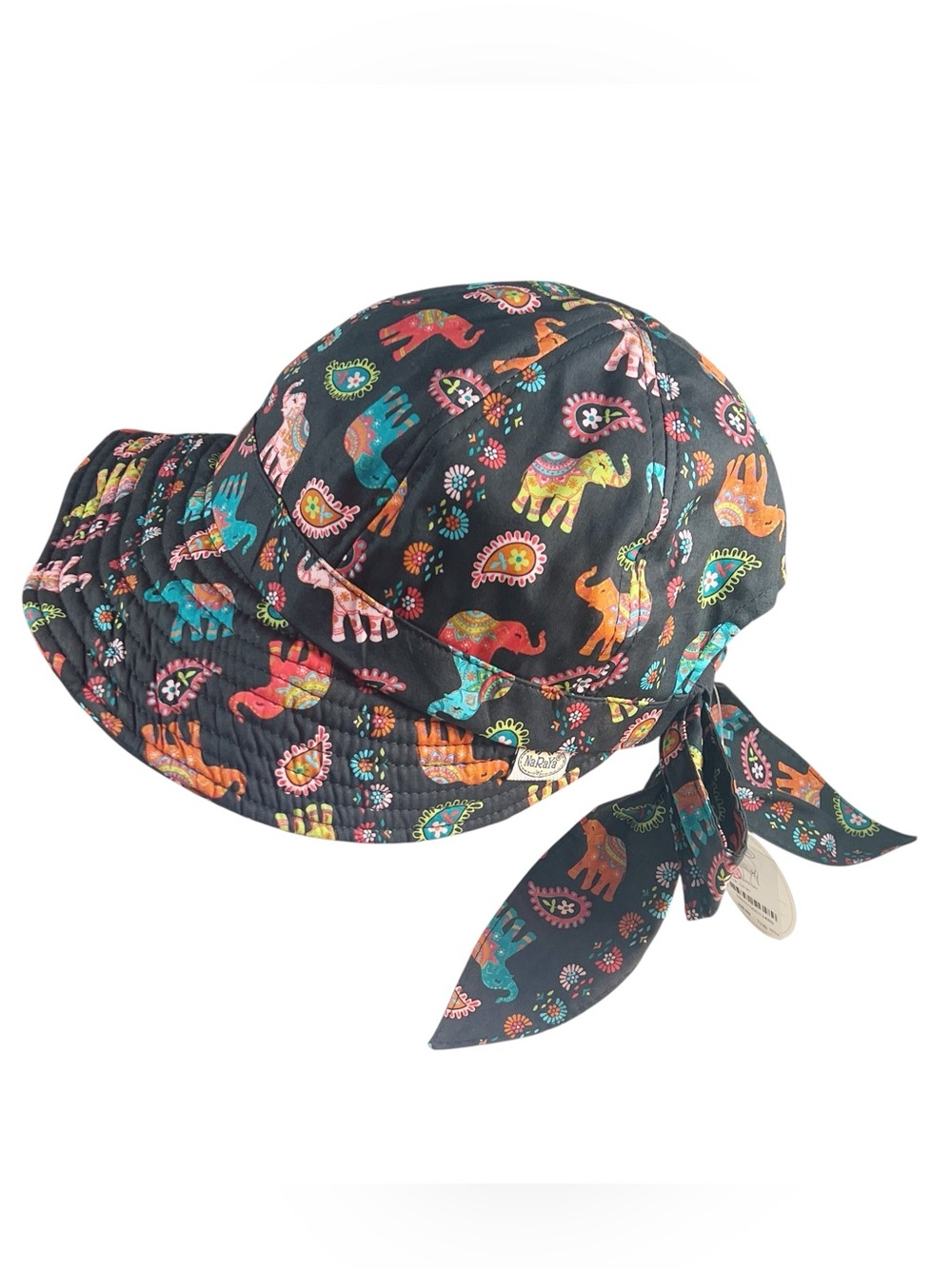 NaRaYa Lady’s Elephant Paisley Print Sun Hat - Black Multicolor Gardening Summer - Picture 4 of 8
